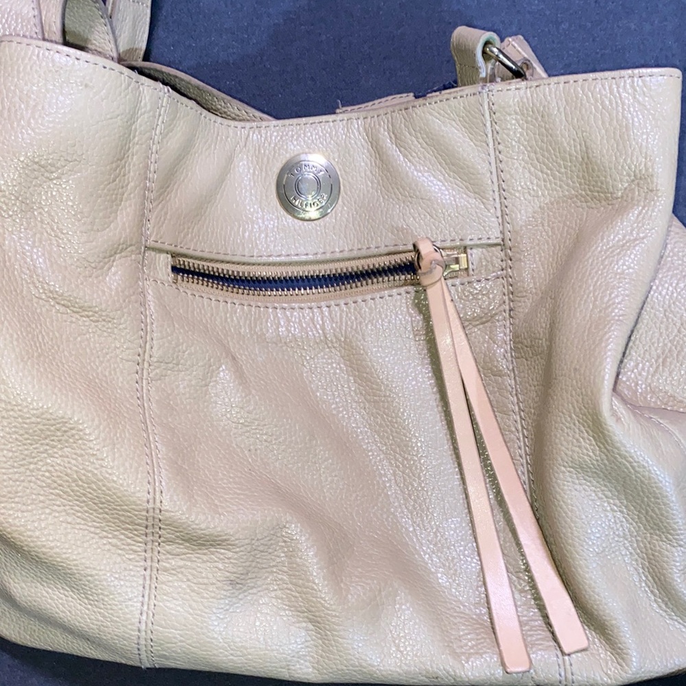 Elegant Beige Leather Tote Bag